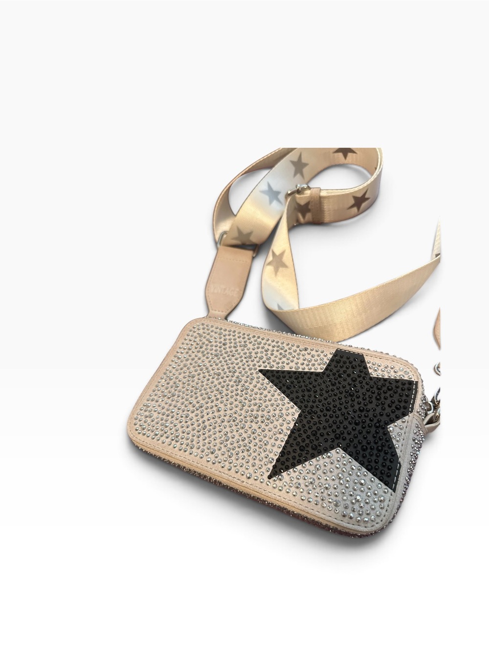 Vintage Havana Beige Crossbody with Silver Crystal Front and Black Star - Picture 3 of 6